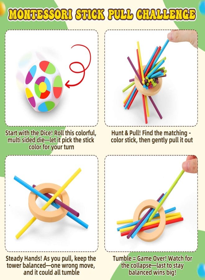 Britik Montessori Wooden Board Games for Kids 3-8 Years: 40 Colorful Wooden Sticks 12-Sided Dice Game Math Educational Toys, Fine Motor Skills Toys for 5 Year Old, Family Games for Kids and Adults - Image 5